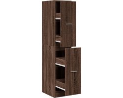 vidaXL - Apothekerskast - 30x41x144,5 - cm - bewerkt - hout - bruin - eikenkleurig
