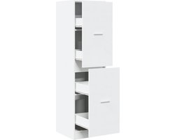 vidaXL - Apothekerskast - 40x41x144,5 - cm - bewerkt - hout - wit