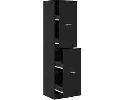 vidaXL - Apothekerskast - 40x41x174,5 - cm - bewerkt - hout - zwart