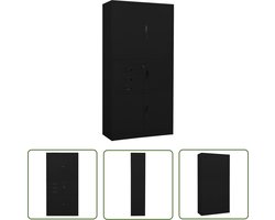 vidaXL Archief Kast - Kantoor Kast - Kantoorkast 90x40x180 cm staal zwart - Metalen Kast - Staalkast - Bureau Accessoires