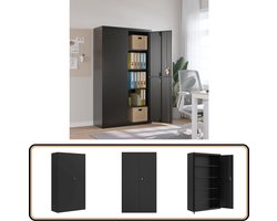 vidaXL Archiefkast - 4 schappen - Zwart Staal Archief Kast - Metalen Kast - Bureau Accessoires - Kantoor Organisatie - Opslagoplossing