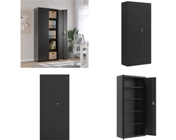 vidaXL - Archiefkast - 90x40x200 - cm - staal - zwart