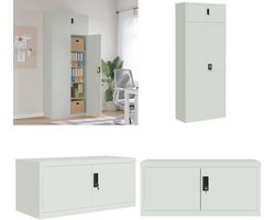 vidaXL Archiefkast 90x40x220 cm staal lichtgrijs - Archiefkast - Archiefkasten - Opbergkast - Kantoorkast