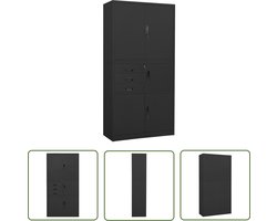 vidaXL Archivak - Kantoor Meubilair - Kantoorkast 90x40x180 cm staal antracietkleurig - Metalen Kast - Staalkast - Anthraciethout