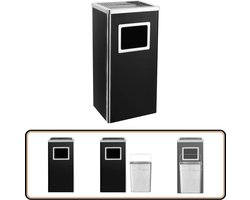 vidaXL Asbak/prullenbak 45L staal zwart Asbak - Prullenbak - Hotel - Kantoor - Restaurant