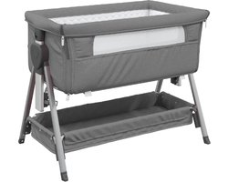 vidaXL - Babybed - met - matras - linnen - donkergrijs
