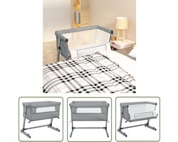 vidaXL Babybox - Babybed - Babybed met matras linnen lichtgrijs - Kinderbed - Slaapbank - Flexibele Babyslaapruimte