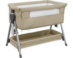 vidaXL - Babybox - met - matras - linnen - taupe