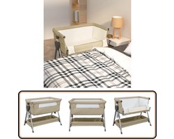 vidaXL Babybox met matras - Linnen - Taupe Babybedje - Kinderbed - Babykamer - Slaapzak - Babyspullen