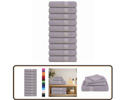 vidaXL Badhanddoeken - 10 stuks - 100x150cm - Grijs Badhanddoeken - Katoenen Handdoeken - Grijze Handdoeken - Badtextiel - Handdoekenset
