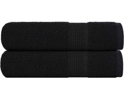 vidaXL - Badhanddoeken - 2 - st - 100x150 - cm - 360 - g/m² - 100% - katoen - zwart
