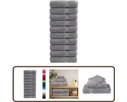 vidaXL Badhanddoeken SOLUND - 10 stuks - 100x150 cm - Grijs Badhanddoeken - Katoen Handdoeken - Grijze Handdoeken - Grote Handdoeken - Luxe Handdoeken