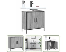 vidaXL Badkamer Kast - Wastafelkast - Wastafelkast 60x30x60 cm bewerkt hout grijs sonoma eikenkleurig - Grijze Wastafelkast - Houten Wastafelkast - Sonoma Eiken