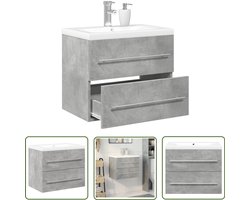 vidaXL Badkamer Set - Badkamermeubilair - 2-delige Badkamermeubelset bewerkt hout betongrijs - Bewerkt Hout - Beton Grijs - Wasbak