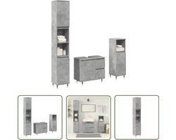 vidaXL Badkamer Set - Badkamermeubilair - 3-delige Badkamermeubelset bewerkt hout betongrijs - Beton Grijs - Houten Kast - Opbergruimte