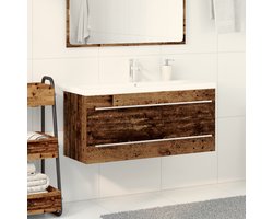 vidaXL - Badkamer - Waskast - met - Ingebouwde - Kom - Oud - Houten - Geengineerd - Hout