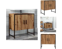 vidaXL Badkamer Wastafel Kast - Badkamer Wastafel Kasten - Badkamer Wastafel Kast - Badkamer Ijdelheid - Wastafelkast 60x33x60 cm bewerkt hout artisanaal eikenkleurig