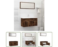 vidaXL Badkamerinrichting - Badkamermeubelset - 2-delige Badkamermeubelset bewerkt hout gerookt eikenkleurig - Bruine Badkamer - Houten Badkamermeubel - Badkamerkast