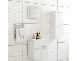 vidaXL Badkamerinrichting - Badkamermeubelset - Badkamermeubelset spaanplaat wit - Witte Badkamer - Spaanplaat - Acrylwasten