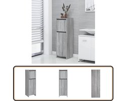 vidaXL Badkamerkast - 30x30x95 cm - Grijs Sonoma Eiken Badkamerkast - Badkamerspiegel - Opbergkast - Toilettenkast - Grijze Badkamer