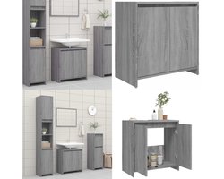vidaXL Badkamerkast 60x33x61 cm bewerkt hout grijs sonoma eikenkleurig - Badkamerkast - Badkamerkasten - Badkamermeubel - Badkast