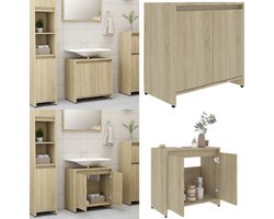 vidaXL Badkamerkast 60x33x61 cm bewerkt hout sonoma eikenkleurig - Badkamerkast - Badkamerkasten - Kast - Kasten