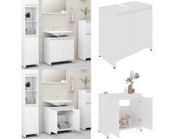 vidaXL Badkamerkast 60x33x61 cm bewerkt hout wit - Badkamerkast - Badkamerkasten - Kast - Kasten