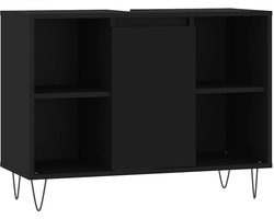 vidaXL - Badkamerkast - 80x33x60 - cm - bewerkt - hout - zwart
