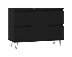 vidaXL - Badkamerkast - 80x33x60 - cm - bewerkt - hout - zwart