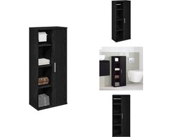 vidaXL Badkamerkast - Badkamerkasten - Badkamer Opbergkast - Toilet Opbergkast - Badkamerkast met rolhouder 39x22x90 cm zwart