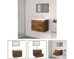 vidaXL Badkamerkast - Badkamermeubels - Badkamermeubelset bewerkt hout gerookt eikenkleurig - Wastafelkast - Bruine Meubelen - Houten Meubelen