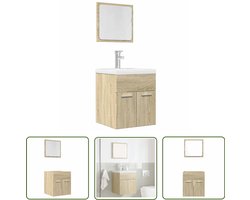 vidaXL Badkamerkast - Badkamermeubilair - 2-delige Badkamermeubelset bewerkt hout sonoma eikenkleurig - Sonomaneik - Badkameraccessoires - Opslagoplossing