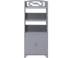 vidaXL Badkamerkast - Grijs - 46x24x116 cm - Paulowniahout Badkamerkast - Badkamerspiegel - Houten Kast - Paulowniahout - Grijze Kast