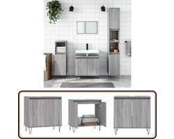 vidaXL Badkamerkast - Grijs Sonoma Eiken - 58x33x60 cm Badkamerkast - Badkamerspiegel - Opslagruimte - Grijze Kast - Houten Kast