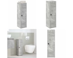 vidaXL Badkamerkast met rolhouder 20,5x22x72 cm betongrijs - Badkamerkast - Badkamerkasten - Badkamer Opbergkast - Toilet Opbergkast