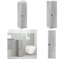 vidaXL Badkamerkast met rolhouder 20,5x22x72 cm grijs sonoma eiken - Badkamerkast - Badkamerkasten - Badkamer Opbergkast - Toilet Opbergkast