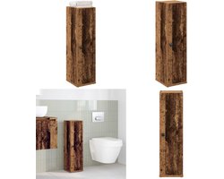 vidaXL Badkamerkast met rolhouder 20,5x22x72 cm oud houtkleurig - Badkamerkast - Badkamerkasten - Badkamer Opbergkast - Toilet Opbergkast
