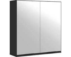 vidaXL - Badkamerkast - met - spiegel - 64x20x67 - cm - bewerkt - hout - zwart