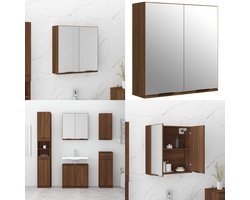 vidaXL Badkamerkast met spiegel 64x20x67 cm bruin eikenkleur - Badkamermeubel - Badkamermeubels - Badkamerkast - Badkamer Spiegelkast