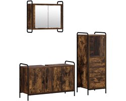 vidaXL - Badkamerkast - set - 3 - st - Gerookt - eiken - 40 - x - 36 - x - 109,5 - cm
