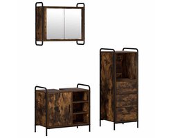 vidaXL - Badkamerkast - set - 3 - st - Gerookt - eiken - 40 - x - 36 - x - 109,5 - cm