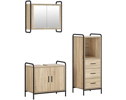 vidaXL - Badkamerkast - set - 3 - st - Sonoma - Eiken - 40 - x - 36 - x - 109,5 - cm