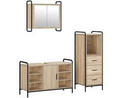 vidaXL - Badkamerkast - set - 3 - st - Sonoma - Eiken - 40 - x - 36 - x - 109,5 - cm