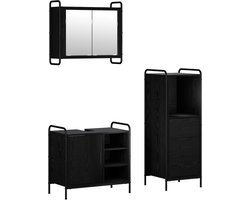 vidaXL - Badkamerkast - set - 3 - st - Zwart - eiken - 40 - x - 36 - x - 109,5 - cm