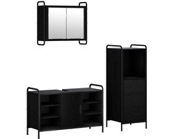 vidaXL - Badkamerkast - set - 3 - st - Zwart - eiken - 40 - x - 36 - x - 109,5 - cm