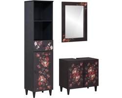 vidaXL - Badkamerkast - set - met - lade - met - opslag - 3 - pcs - Massief - Mango - Hout