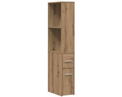 vidaXL - Badkamerkast - smal - met - wielen - bewerkt - hout - artisanaal - eikenkleur