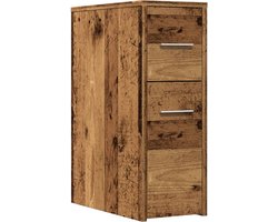 vidaXL - Badkamerkast - smal - met - wielen - bewerkt - hout - oud - houtkleurig