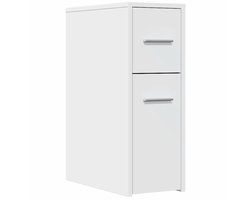 vidaXL - Badkamerkast - smal - met - wielen - bewerkt - hout - wit