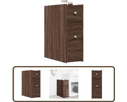 vidaXL Badkamerkast - Smal - Met wielen - Bruineiken Smalle Badkamerkast - Smalle Badkamerkasten - Badkamer Kast - Badkamerkastje